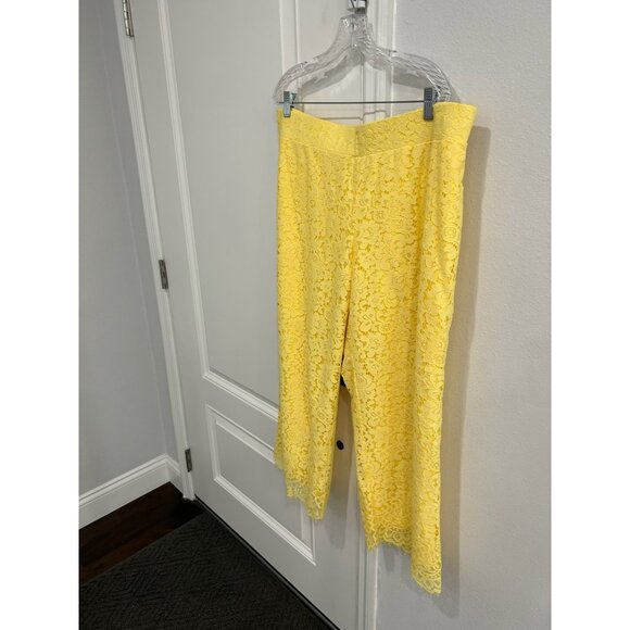 Isaac Mizrahi Live! Floral Lace Wide Leg Pants Yellow Sz XL Petite Bohemian - Picture 5 of 11